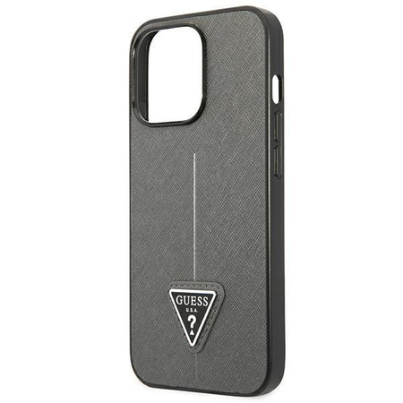 Guess Saffiano Triangle Logo Case - kryt pro iPhone 13 Pro (stříbrný)