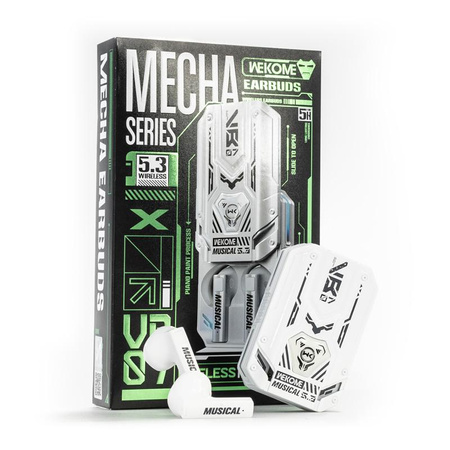 WEKOME VB07 Mecha sorozat - Bluetooth V5.3 TWS vezeték nélküli fejhallgató töltőtokkal (fehér)