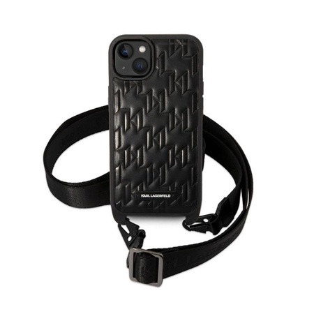 Karl Lagerfeld Monogram Plaque Logo Strap - Case for iPhone 14 Plus (Black)