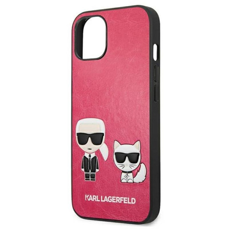 Karl Lagerfeld PU-Leder mit Karl & Choupette-Prägung - iPhone 13 Mini Tasche (fuchsia)