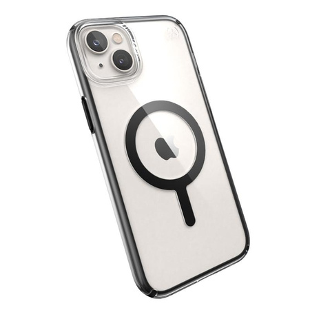Speck Presidio Perfect-Clear s nárazovou geometrií + MagSafe - pouzdro pro iPhone 15 Plus / 14 Plus s povrchovou úpravou MICROBAN (čiré / černé)