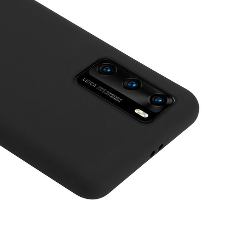 ETUI CZARNE SILIKONOWE DO HUAWEI P40, Crong Eleganckie, z Mikrofibrą, Case