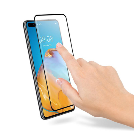 Crong 3D Armour Glass - Verre trempé 9H pour l'ensemble de l'écran du Huawei P40 + cadre d'installation