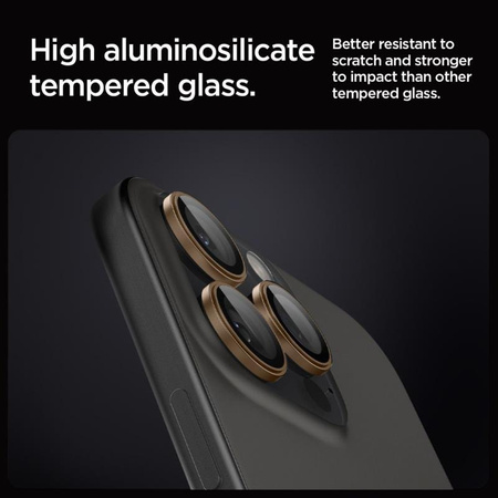 Spigen Optik Pro GLAS.TR EZ Fit Camera Protector 2er-Pack - Objektivschutzglas für iPhone 16 Pro / 16 Pro Max (2 Stück) (Desert Titanium)