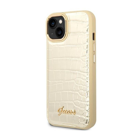 Guess Kroko Kollektion - iPhone 14 Tasche (Gold)
