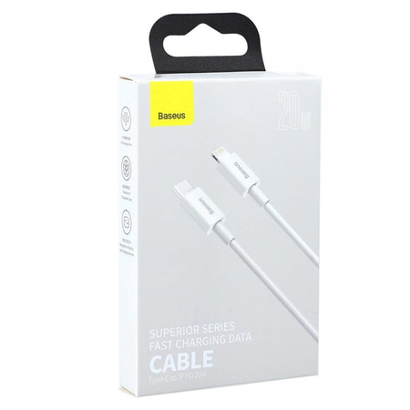 Baseus Superior Series - USB-C Lightning PD 20W csatlakozókábel 0,25m (fehér)