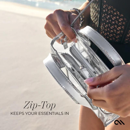 Case-Mate Micro Tote Bag - Sac à bandoulière étanche (Silver Chrome/Clear)