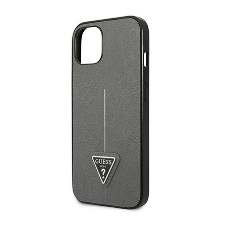 Guess Saffiano Triangle Logo Case - Hülle für iPhone 14 (Silber)