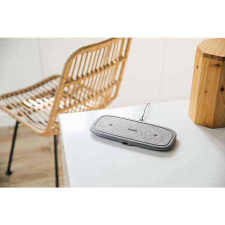 Moshi Sette Q - Duales drahtloses induktives Qi-Ladegerät für iPhone und Android (Nordisches Grau)