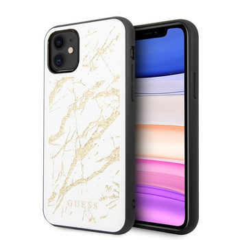 Guess Márvány üveg arany csillogás - iPhone 11 tok (fehér)