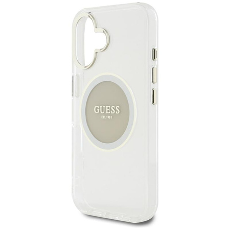 Guess IML Metal Coloured Circle Classic Logo MagSafe - étui pour iPhone 16 (gris)