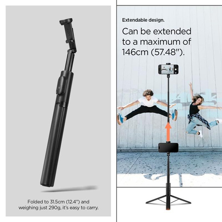 Spigen S541W Bluetooth Selfie Stick Tripod - Support pour smartphone / support pour selfie stick (Noir)