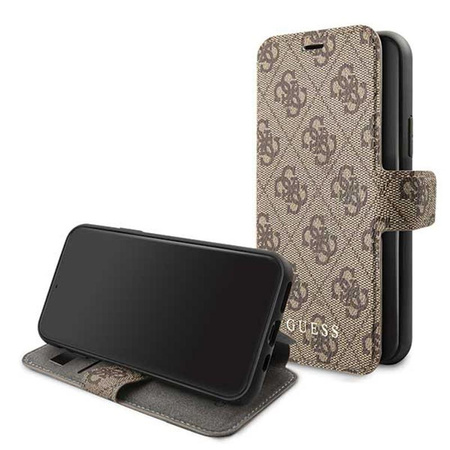 Guess Booktype 4G Charms Collection - iPhone 11 tok kártyahelyekkel (barna)
