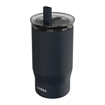 Quokka Mist - Rozsdamentes acél termosz bögre 720 ml szívószállal (fekete)