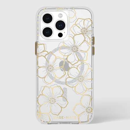 Case-Mate Floral Gems MagSafe - Étui pour iPhone 15 Pro Max (Or)