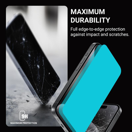Crong Anti-Bacterial 3D Armor Glass - 9H Full Glue Tempered Glass for iPhone 16 Pro + Installation Frame