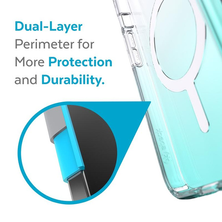 Speck Presidio Perfect-Clear + Ombre + MagSafe - Etui iPhone 13 z powłoką MICROBAN (Clear/Fantasy Teal Fade)