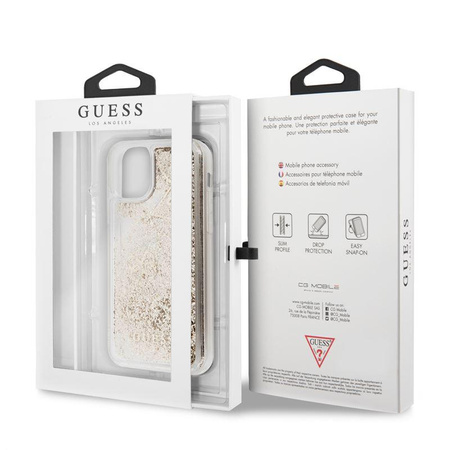 Guess Liquid Glitter Hearts - Coque iPhone 11 Pro (Or)
