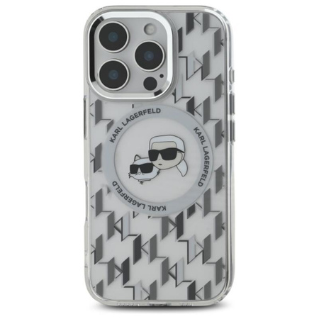 Karl Lagerfeld IML Monogramm Karl & Choupette Head MagSafe - iPhone 16 Pro Tasche (Transparent)