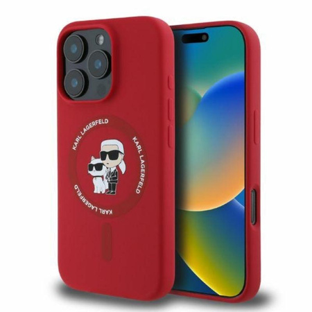 Karl Lagerfeld Silikonové pouzdro Karl & Choupette Ring MagSafe - iPhone 16 Pro Max (červené)
