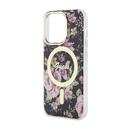 Guess Flower MagSafe - iPhone 14 Pro Case (Black)