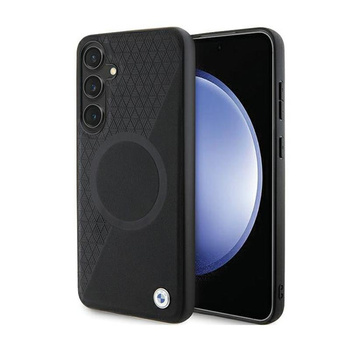 BMW Leather Half Textured & Circle MagSafe - pouzdro pro Samsung Galaxy S24 (černé)