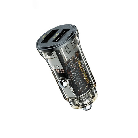 WEKOME WP-C40 Vanguard Series - nabíječka do auta 2 x USB s rychlým nabíjením 15W (černá / průhledná)