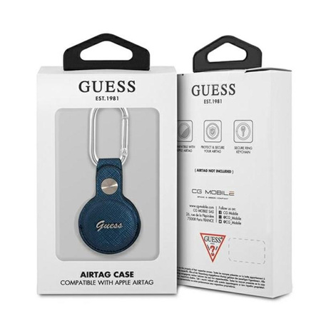 Guess Saffiano Script Dog Clip - Etui AirTag (niebieski)