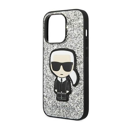 Karl Lagerfeld Glitter Flakes Ikonik - Hülle für iPhone 14 Pro Max (Silber)