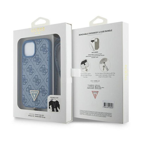 Guess Crossbody 4G Metal Logo - iPhone 15 Tasche (blau)