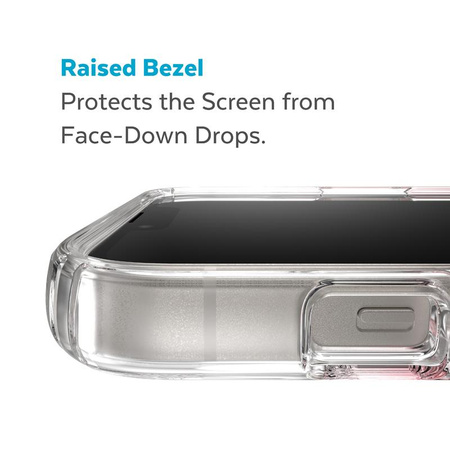 Speck Presidio Perfect-Clear + Ombre + MagSafe - iPhone 15 Plus / 14 Plus Case with MICROBAN Coating (Clear / Vintage Rose Fade)