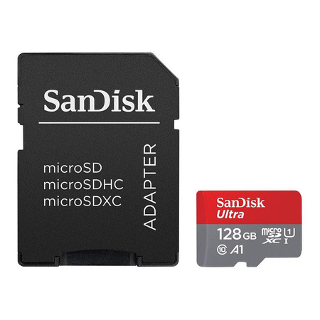 Carte mémoire SanDisk Ultra microSDXC - 128 Go A1 Class 10 UHS-I 140 Mo/s avec adaptateur