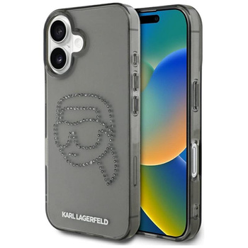 Karl Lagerfeld IML Rhinestones Karl Head - pouzdro pro iPhone 16 (černé)