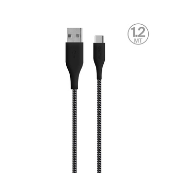 PURO Fabric Ultra Strong - Heavy duty braided USB-A / USB-C cable 1.2m (black)