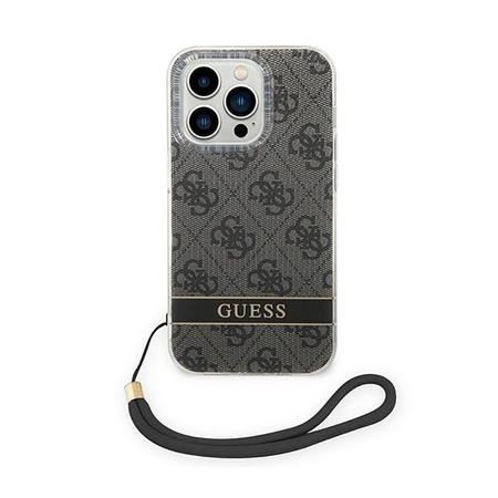 Guess 4G Print Cord - pouzdro pro iPhone 14 Pro (černé)
