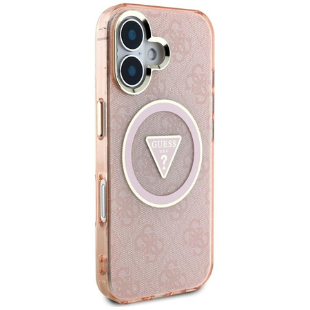 Guess IML Metal Glitter 4G Circle Triangle MagSafe - Case for iPhone 16 (pink)