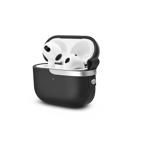 Moshi Pebbo Luxe - AirPods 3 Hülle mit abnehmbarem Handgelenkband (Charcoal Black)