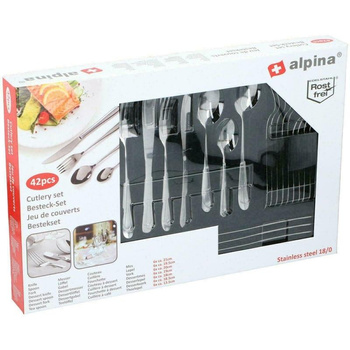 Alpina - Komplet sztućców ze stali nierdzewnej, 42 elementy
