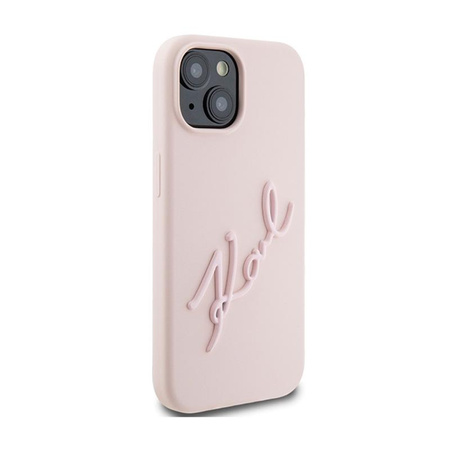Karl Lagerfeld Silicone Karl Script - iPhone 15 Case (Pink)