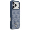 Guess Leather 4G Triangle Strass MagSafe - Pouzdro iPhone 17 Pro (Modrá)