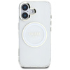 Guess IML Metallfarbener Kreis Klassisches Logo MagSafe - Hülle für iPhone 16 (weiß)
