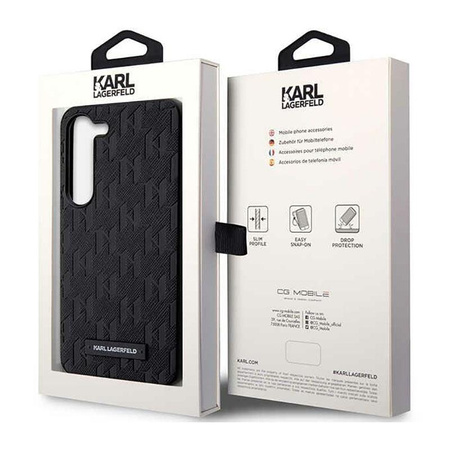 Karl Lagerfeld Saffiano Monogramm Metall Logo - Hülle für Samsung Galaxy S23+ (Schwarz)