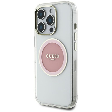 Guess IML Metal Colored Circle Classic Logo MagSafe - Hülle für iPhone 16 Pro Max (rosa)