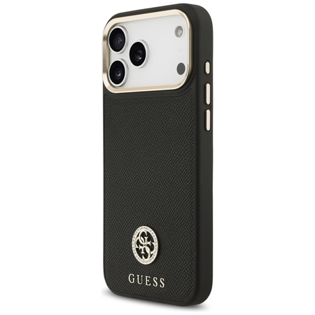 Guess Grained Strass Logo MagSafe - Pouzdro iPhone 17 Pro Max (černý)