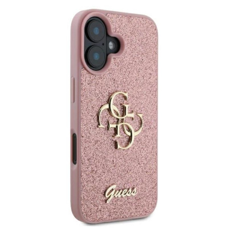 Guess Fixed Glitter Big 4G – Pouzdro pro iPhone 16 Plus (růžové)