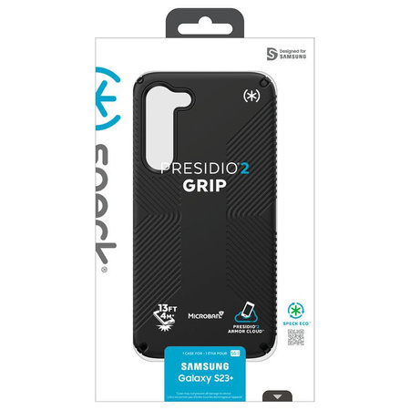 Speck Presidio2 Grip - protiskluzové pouzdro pro Samsung Galaxy S23+ (Black/Black/White)