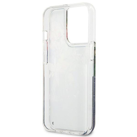 Guess Liquid Glitter Flower - iPhone 13 Pro tok (kék)