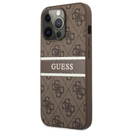 Guess 4G nyomtatott csíkos - iPhone 13 Pro tok (barna)