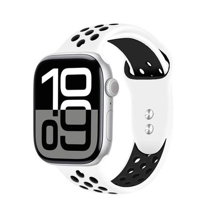 Crong Duo Sport - Bracelet pour Apple Watch 38/40/41/42 mm (blanc/noir)
