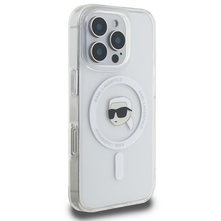 Karl Lagerfeld IML Metall Karl Head MagSafe - iPhone 16 Pro Max Tasche (weiß)